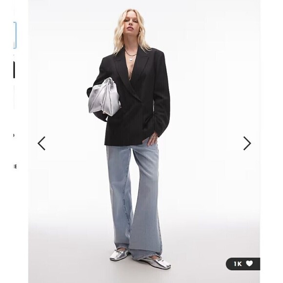 Topshop Double breasted black oversized blazer size 4 - Picture 8 of 14